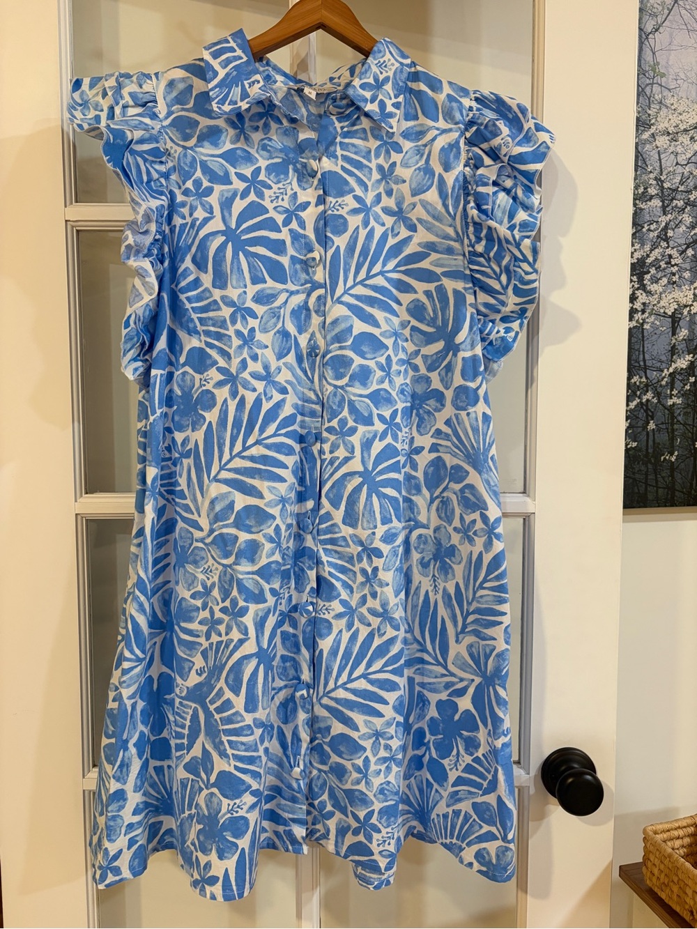 Crown & Ivy Women’s Floral Ruffle Dress Short Sleeve Feminine Romantic Cottage